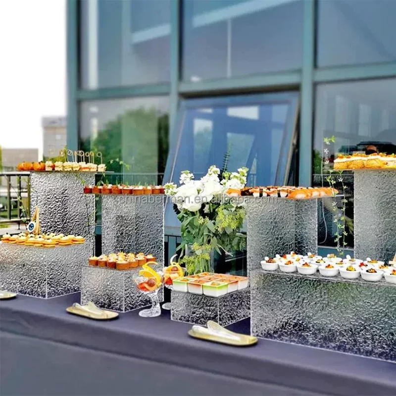 Display Risers Set - Decoratie voor bruiloftsevenement, 7-delige acryl buffetstandaardset,