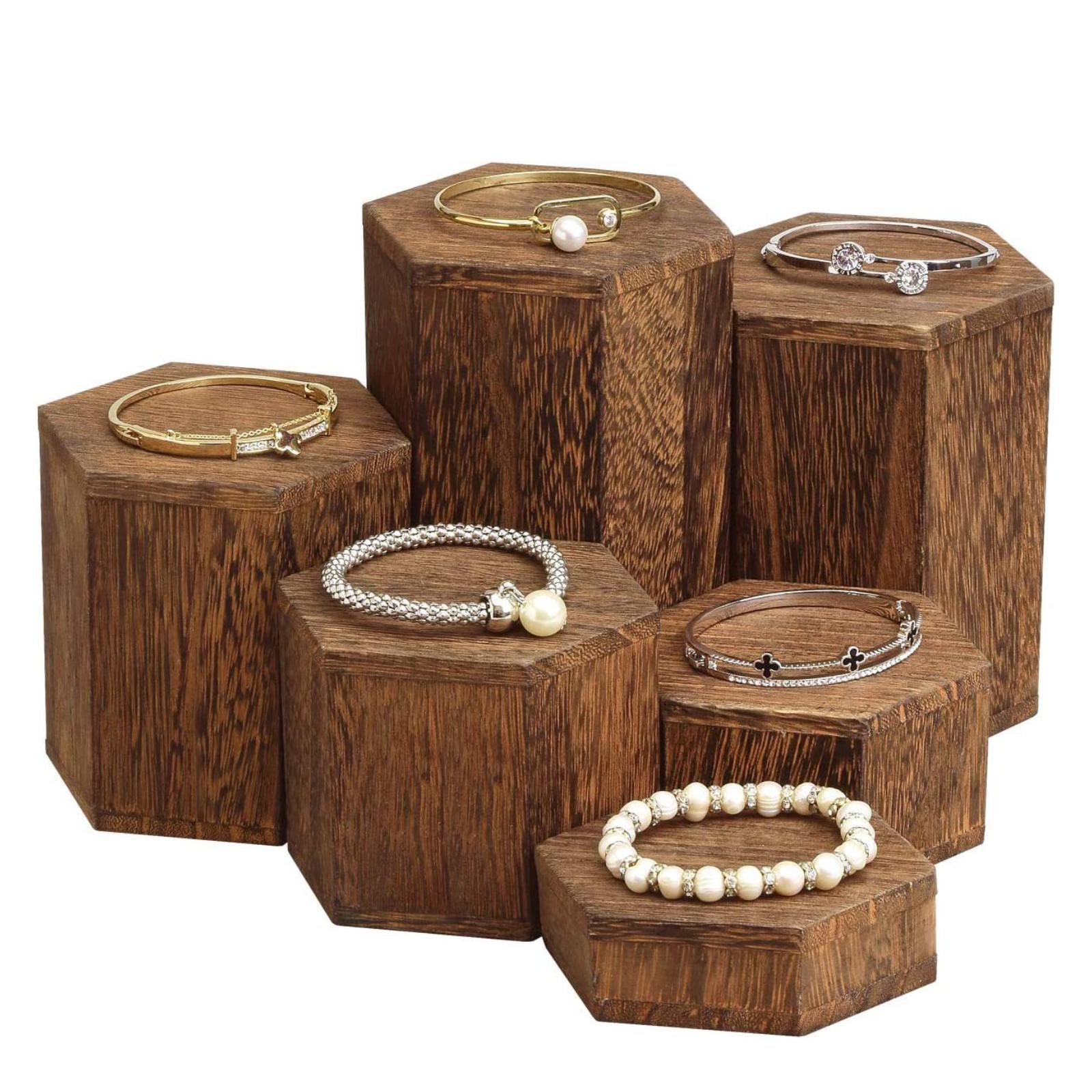 6-delige set houten zeshoekige - Display Risers Set recensie en prijs